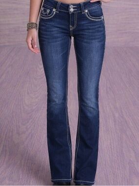 WallFlower Vintage Luscious Curvy Barely Bootcut Jeans 11 Y2K Rhinestone Pocket